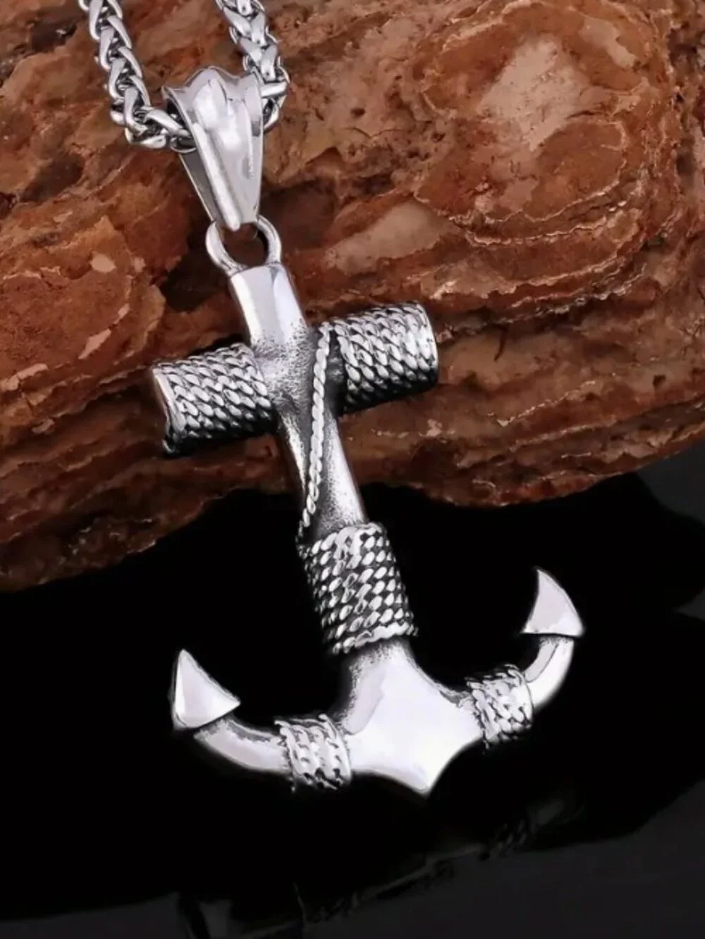 Men's 316L Stainless Steel Anchor Pendant Necklace- Minimalist Nautical Design